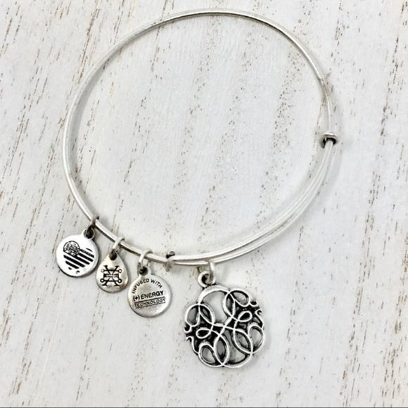 ALEX & ANI Path of Life Charm Silver Tone Bangle - Picture 1 of 5